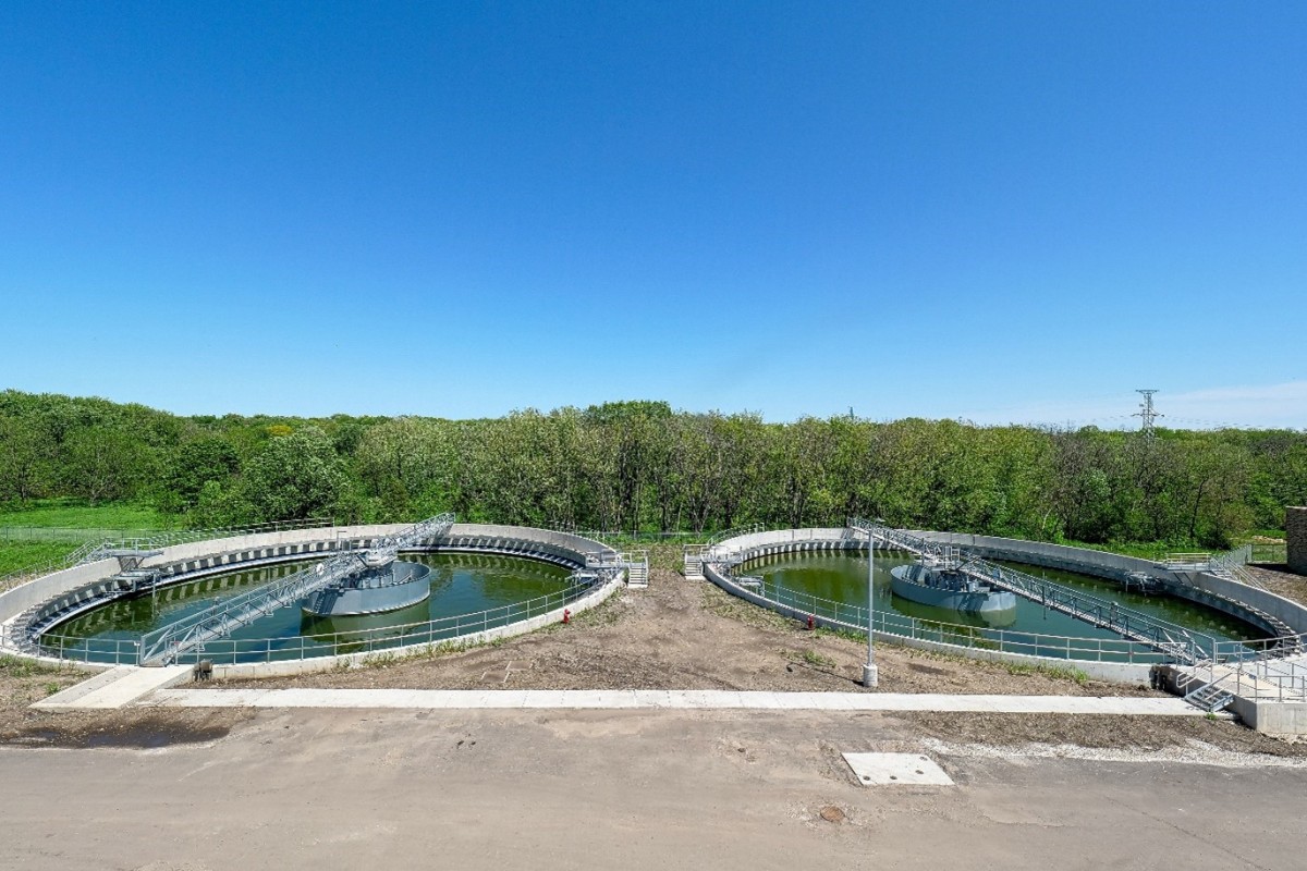 Pictured are secondary clarifiers at Fox Metro Water Reclamation District in Illinois.